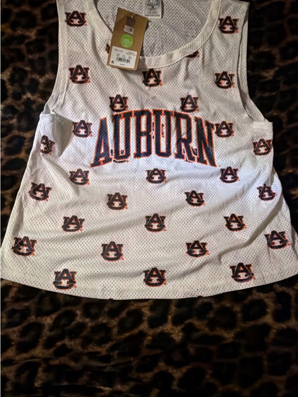 Rivalry Threads White Auburn Mesh Tank with Orange & Navy Logos